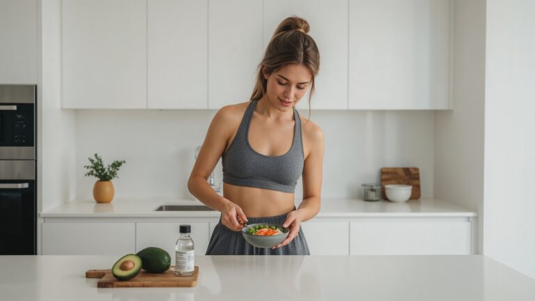 Adaptog model eating a healthy meal