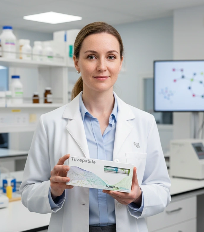 An adaptog researcher holds a research material