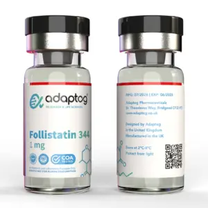 Adaptog Follistatin 344 1mg, front and rear vial views