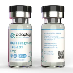 Adaptog HGH Fragment 176-191 5mg, front and rear vial views