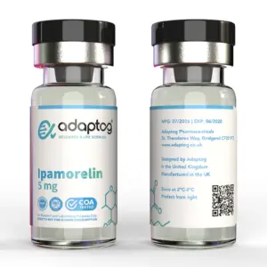Adaptog Ipamorelin 5mg, front and rear vial views