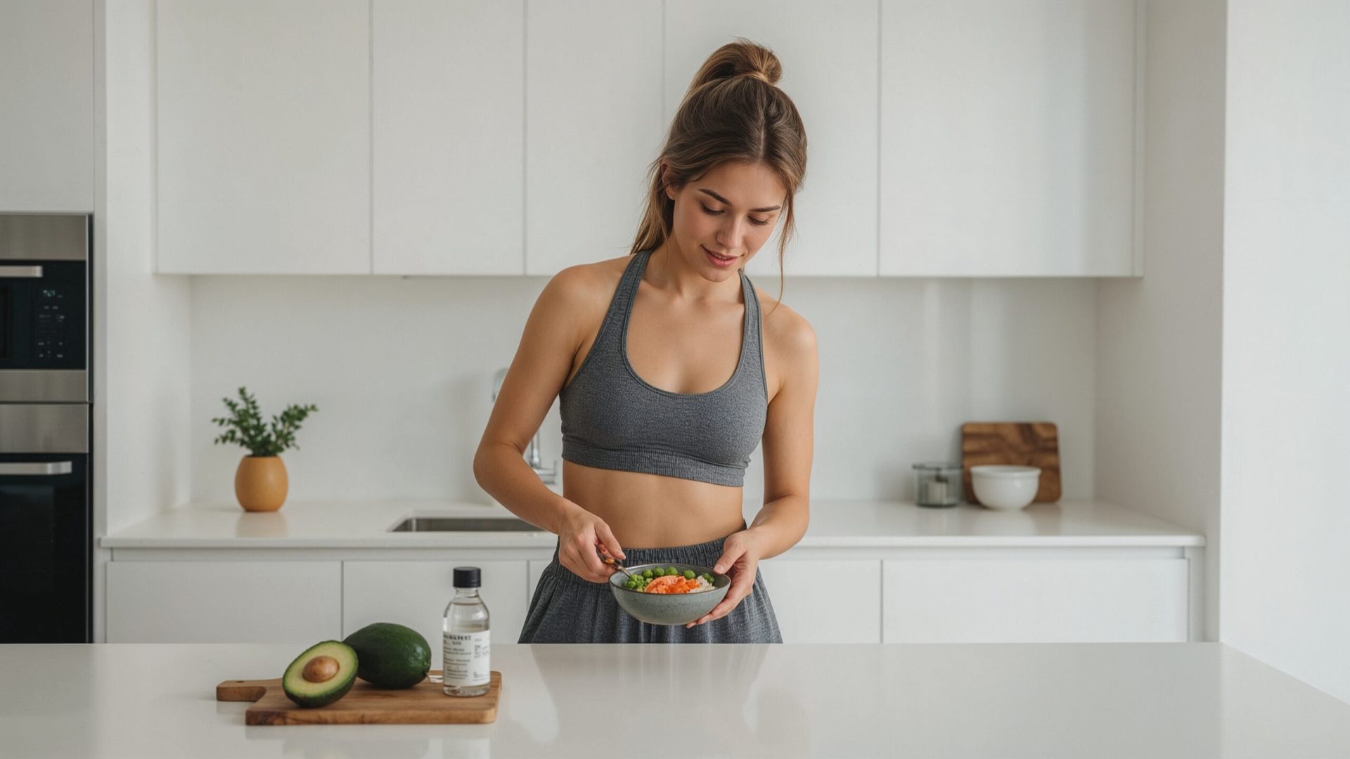 Adaptog model eating a healthy meal